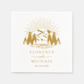 Mountain Sketch Personalized Wedding Servet (Voorkant)