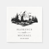 Mountain Sketch Personalized Wedding Servet (Voorkant)
