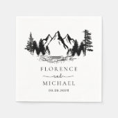 Mountain Sketch Personalized Wedding Servet (Voorkant)