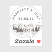 Mountain Sketch Personalized Wedding Sticker (Vel)