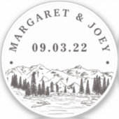 Mountain Sketch Personalized Wedding Sticker (Voorkant)