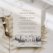 Mountain Sketch Rehearsal Dinner Invitation Kaart