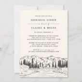 Mountain Sketch Rehearsal Dinner Invitation Kaart (Voorkant)