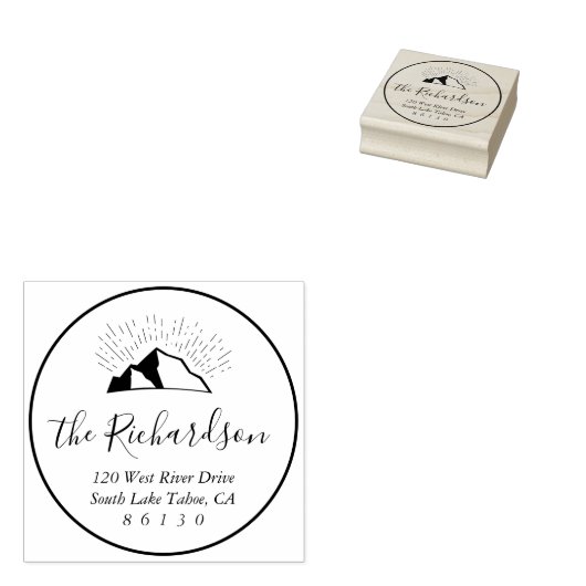 Mountain Sketch Sunlight Beam Retouradres Rubberstempel (Gestempeld)