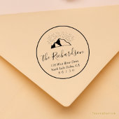 Mountain Sketch Sunlight Beam Retouradres Rubberstempel