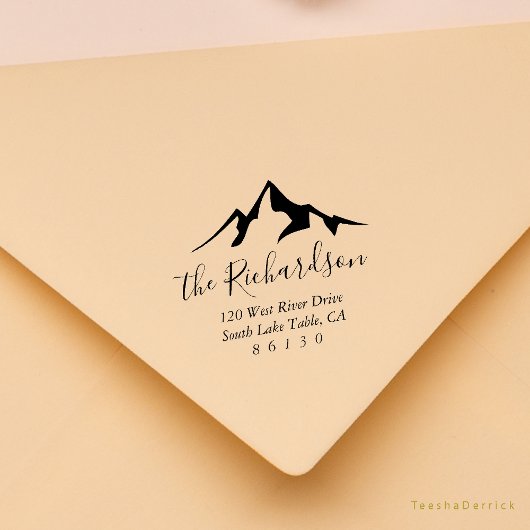 Mountain Sketch Sunrise Return Address Self-inking Rubberstempel