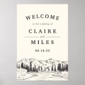 Mountain Sketch Wedch Welcome Poster (Voorkant)