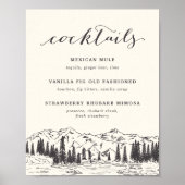 Mountain Sketch Weddench Specialty Cocktails Sign Poster (Voorkant)