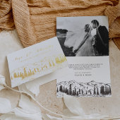 Mountain Sketch Wedding Bedankt Folie Kaarten