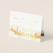Mountain Sketch Wedding Bedankt Folie Kaarten (Voorkant)