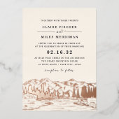 Mountain Sketch Wedding Folie Uitnodiging (Voorkant)