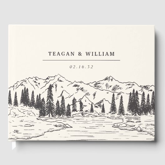 Mountain Sketch Wedding Gastenboek (Voorkant)