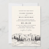 Mountain Sketch Wedding Invitation Kaart (Voorkant)