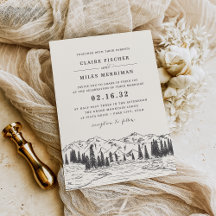 Mountain Sketch Wedding Invitation