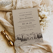 Mountain Sketch Wedding Invitation | Kraft Kaart