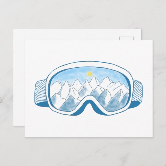 Mountain Ski Goggles Feestdagenkaart (Voorkant / Achterkant)