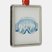 Mountain Ski Goggles Metalen Ornament (Rechts)