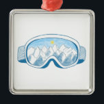 Mountain Ski Goggles Metalen Ornament<br><div class="desc">Ski Goggles & Mountains Illustration.</div>