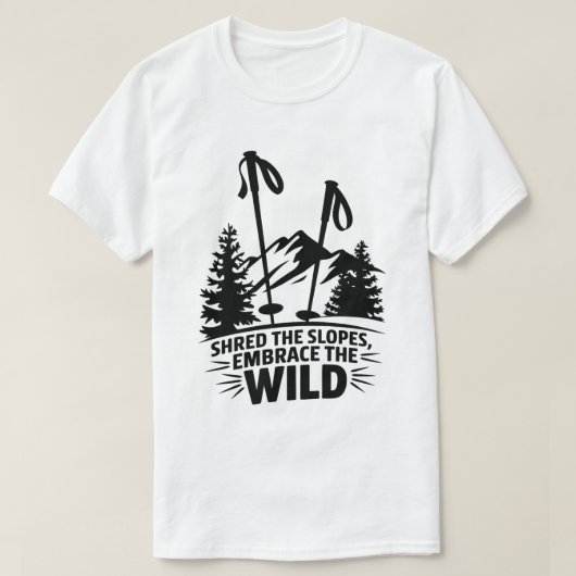 Mountain Ski Poles Winter Wilderness Graphic T-shirt (Design voorkant)