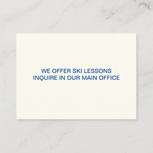 Mountain Ski Resort / Ski verhuur / Ski lessen Visitekaartje (Achterkant)