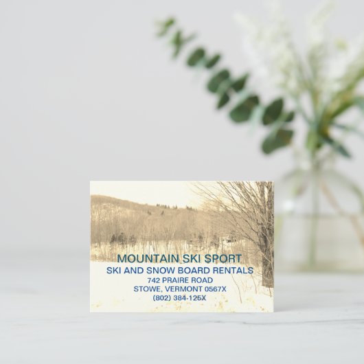 Mountain Ski Resort / Ski verhuur / Ski lessen Visitekaartje (Staand voorkant)
