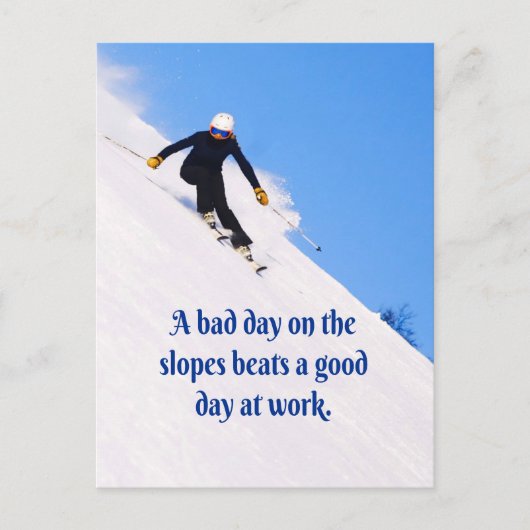 Mountain Ski Slopes Fresh Snow Herfst Skiing Funny Briefkaart (Voorkant)