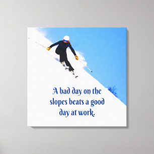 Mountain Ski Slopes Fresh Snow Herfst Skiing Funny Canvas Afdruk