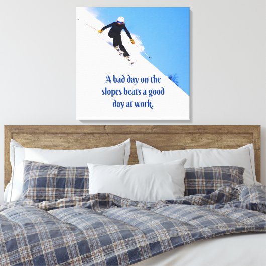 Mountain Ski Slopes Fresh Snow Herfst Skiing Funny Canvas Afdruk (Insitu (Slaapkamer))