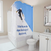 Mountain Ski Slopes Fresh Snow Herfst Skiing Funny Douchegordijn (In situ)