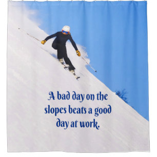 Mountain Ski Slopes Fresh Snow Herfst Skiing Funny Douchegordijn