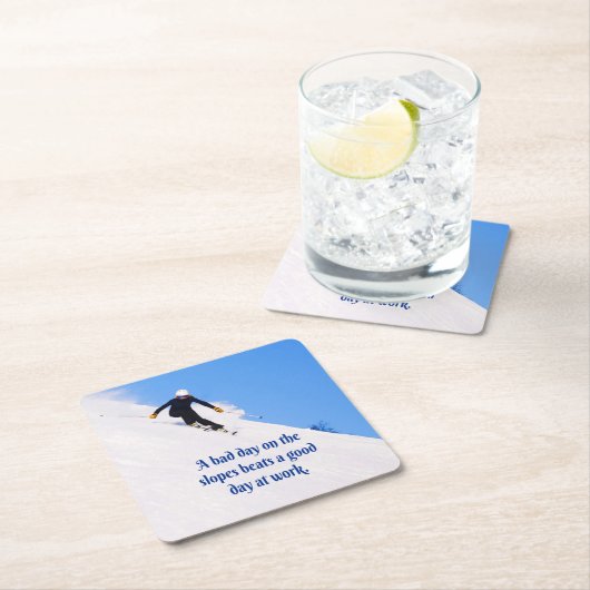 Mountain Ski Slopes Fresh Snow Herfst Skiing Funny Kartonnen Onderzetters (Insitu)