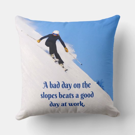 Mountain Ski Slopes Fresh Snow Herfst Skiing Funny Kussen (Achterkant)
