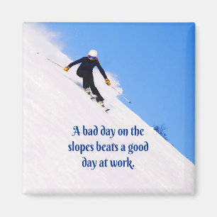 Mountain Ski Slopes Fresh Snow Herfst Skiing Funny Magneet