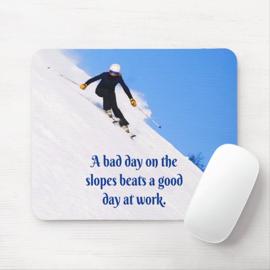 Mountain Ski Slopes Fresh Snow Herfst Skiing Funny Muismat (Met muis)