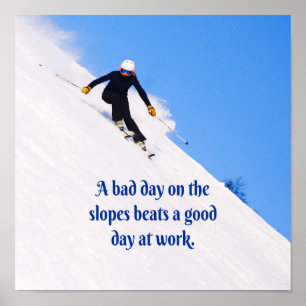 Mountain Ski Slopes Fresh Snow Herfst Skiing Funny Poster