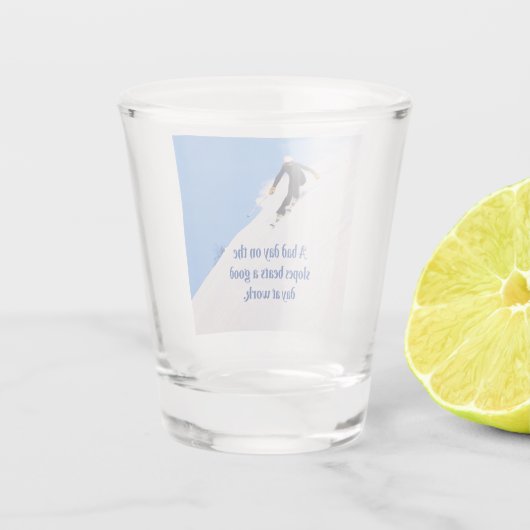 Mountain Ski Slopes Fresh Snow Herfst Skiing Funny Shot Glas (Achterkant)