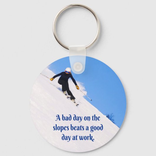 Mountain Ski Slopes Fresh Snow Herfst Skiing Funny Sleutelhanger (Voorkant)