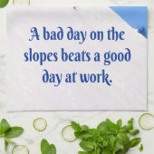 Mountain Ski Slopes Fresh Snow Herfst Skiing Funny Theedoek (Gevouwen)