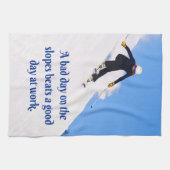 Mountain Ski Slopes Fresh Snow Herfst Skiing Funny Theedoek (Horizontaal)