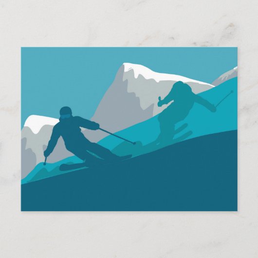 Mountain Skiing Sport Briefkaart (Voorkant)