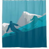 Mountain Skiing Sport Douchegordijn (Voorkant)