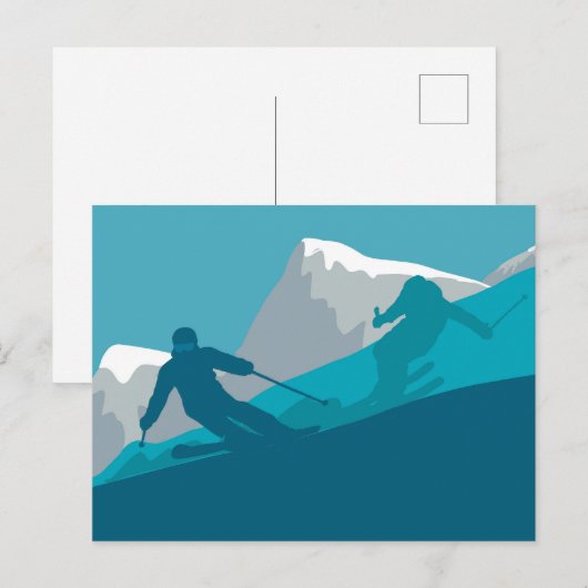 Mountain Skiing Sport Feestdagenkaart (Voorkant / Achterkant)