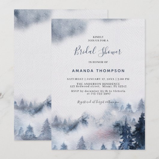 Mountain Smoky Paarse Bridal Shower Kaart (Voorkant / Achterkant)