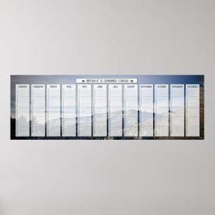 Mountain Snow Panorama Huge Birthday Calendar Poster