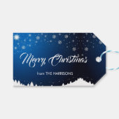 Mountain Snowy Night Vrolijk Kerstfeest Cadeaulabel (Voorkant (Horizontaal))