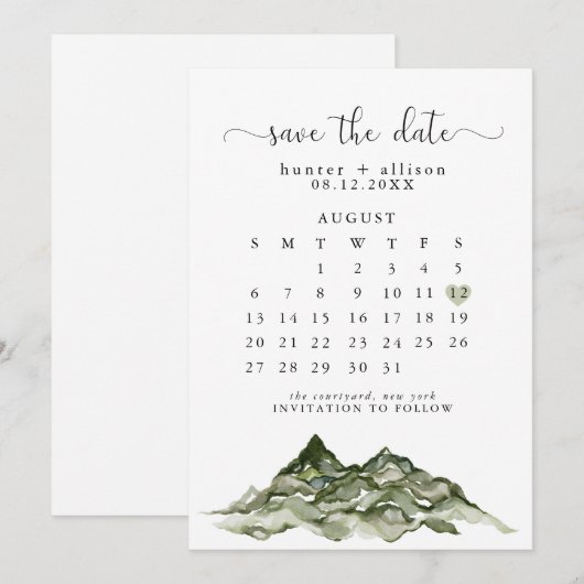 Mountain sparen de uitnodiging van de Datum van de (Voorkant / Achterkant)