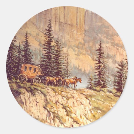 MOUNTAIN STAGECOACH VAN SHARON SHARPE RONDE STICKER (Voorkant)