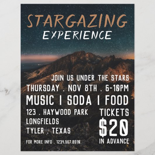 Mountain Stargazer, Planetarium Event Adverteren Flyer (Voorkant)