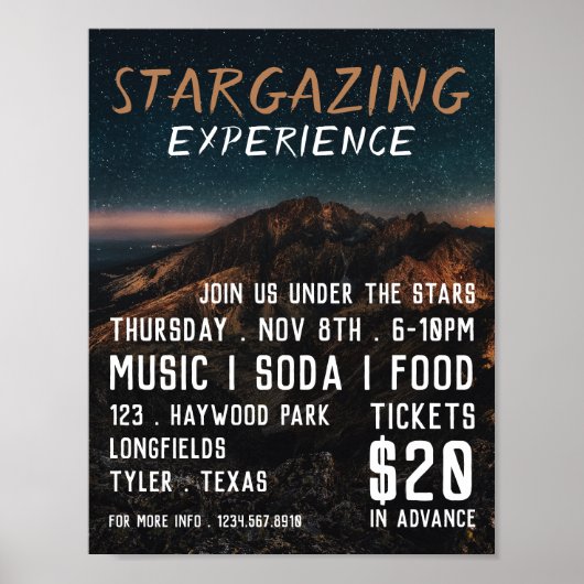 Mountain Stargazer, Planetarium Event Adverteren Poster (Voorkant)