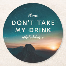 Mountain Sterrennacht Sky Sunset Wedding Dancing Ronde Kartonnen Onderzetter